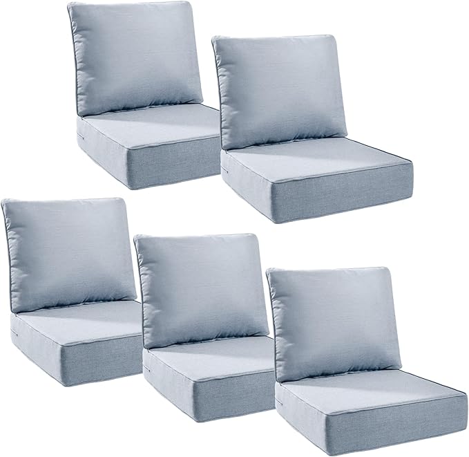 6" Thick Outdoor Cushions 24x24x6, 5-Set Deep Seat Patio Cushions by Pugire