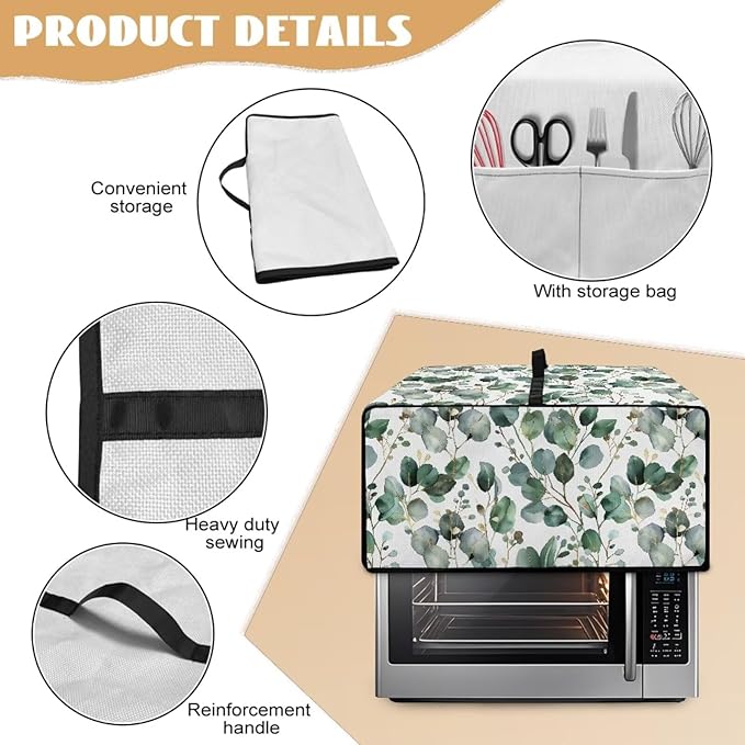 Toaster Oven Cover with Side Pockets, Dustproof Smart Microwave Convection Oven - Image 5