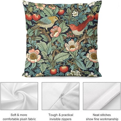 William Morris Floral Original Throw Pillow Covers Boho Chic Retro Floral Bird - Image 7