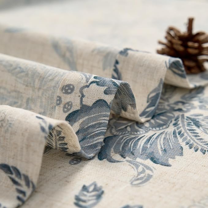 jinchan Floral Linen Tier Curtains 36 Inch Farmhouse Cafe Curtains Rod Pocket - Image 8