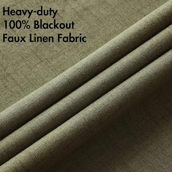 MIULEE Linen Texture Curtains for Bedroom Solid 100% Blackout Thermal Insulated - Image 5