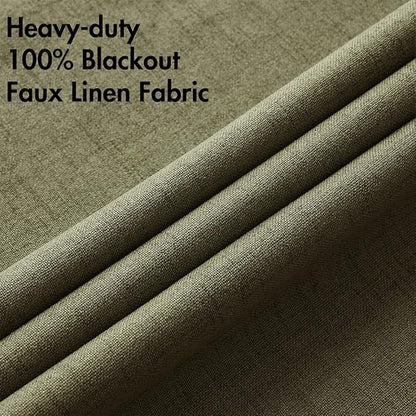 MIULEE Linen Texture Curtains for Bedroom Solid 100% Blackout Thermal Insulated - Image 5