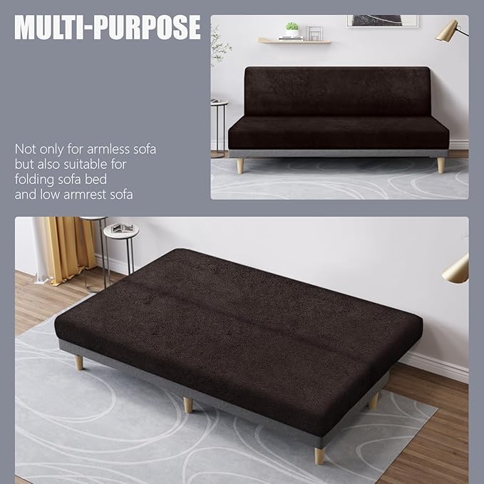 molasofa Leather Like Stretch Futon Slipcover Armless Sofa Cover Furniture - Image 4