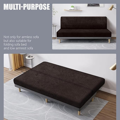 molasofa Leather Like Stretch Futon Slipcover Armless Sofa Cover Furniture - Image 4