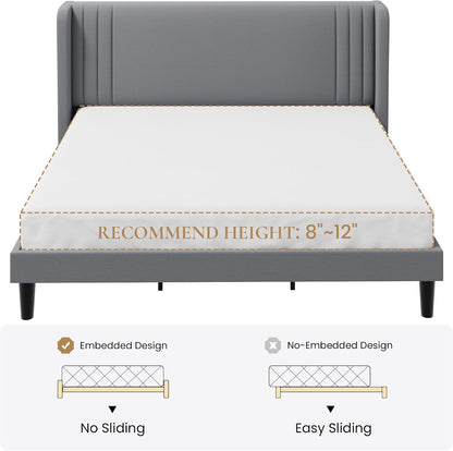 sha cerlin king velvet upholstered bed frame, wingback, view 9