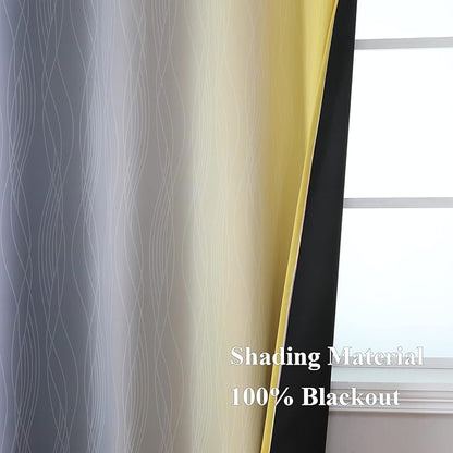 Estelar Textiler Yellow and Grey Ombre Blackout Curtains 90 Inch Length 2 - Image 5