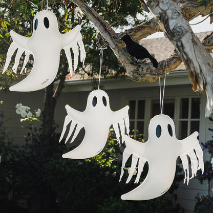 FUNBOY Hanging Ghost Halloween Decorations, Outdoor Décor, 3 Pack