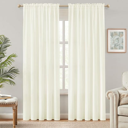 HOMEIDEAS Non-See-Through Ivory Privacy Semi Sheer Curtains 108 Inches Long 2 - Image 2