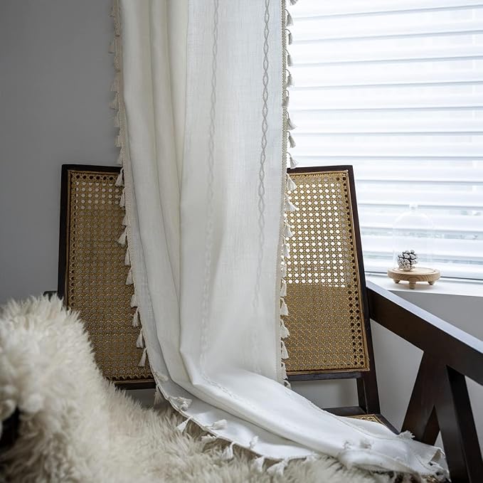 ColorBird White Curtains Boho Drapes 63 Inch Length - Image 7