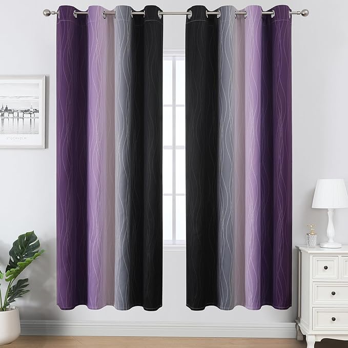 Estelar Textiler Purple and Black Blackout Curtains - Image 2