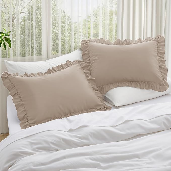 KKJIAF Ruffle Pillow Cases King Size Set of 2, Ruffled Pillow Covers - Image 2