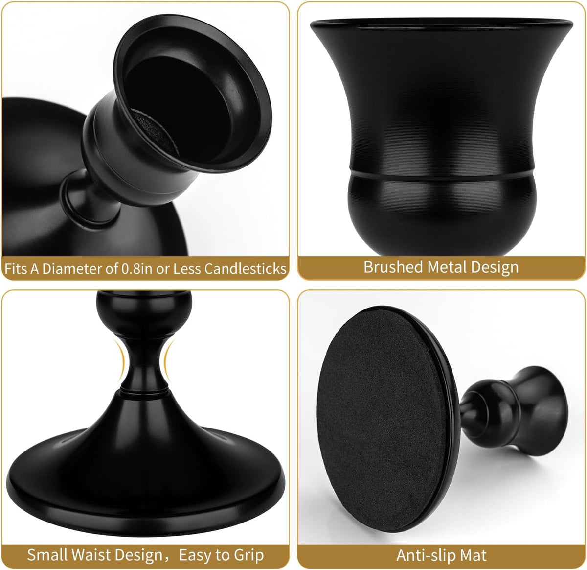 Black Candle Holder Taper Candle Holders, Set of 24 Candlestick Holders Decor for Home Decor, Metal Taper Candleholder for Fall Thanksgiving Halloween Christmas Table Fireplace Decor