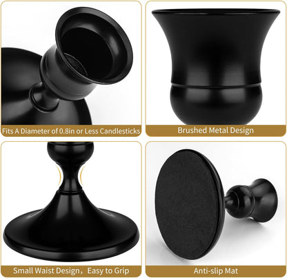 Black Candle Holder Taper Candle Holders, Set of 24 Candlestick Holders Decor for Home Decor, Metal Taper Candleholder for Fall Thanksgiving Halloween Christmas Table Fireplace Decor