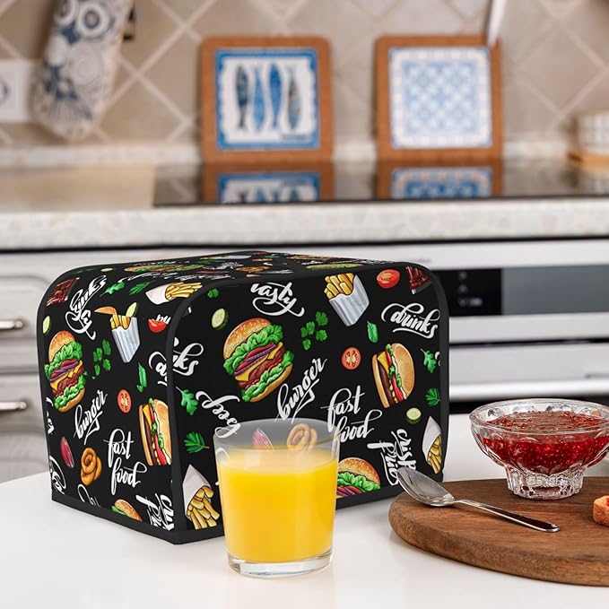 Funny Hamburger Fast Food 2 Slice Toaster Cover, Waterproof Toaster Dust Cover - Image 7
