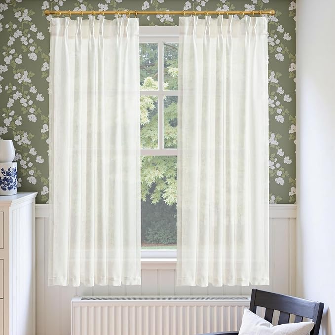 jinchan Pinch Pleated Linen Blend Curtains 63 Inch 2 Panels Light Filtering by JINCHAN
