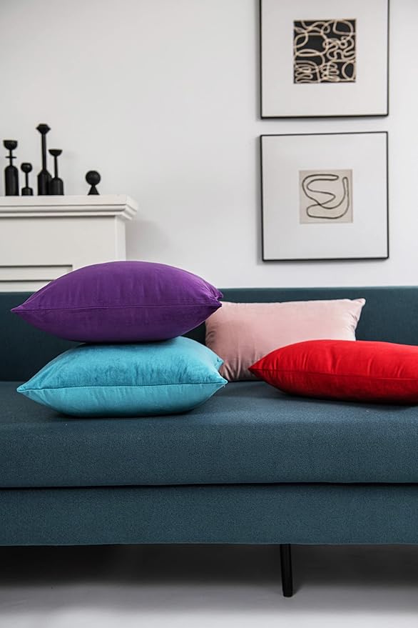 26x26 Euro Pillow Covers : 2 Pack Cozy Soft Velvet Oversized Couch Pillow Shams - Image 5