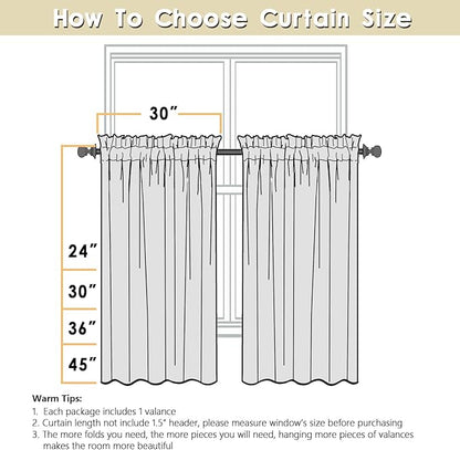 OVZME Navy Blue Cafe Curtains 45 Inch Length 2 Panels, Thick Textured Kitchen - Image 3