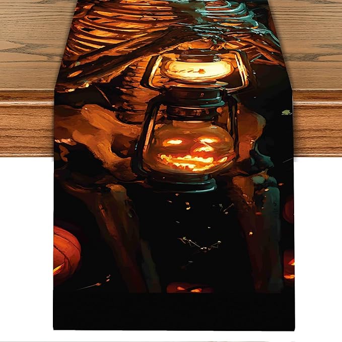 Elegant Skeleton Halloween Table Runner – 13x72 Inch Spooky Table Decor - Image 2