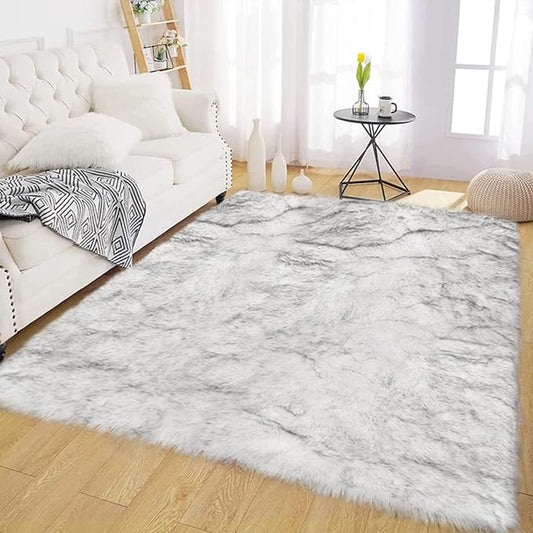 Latepis Area 5x7 Shag Rug White by Latepis