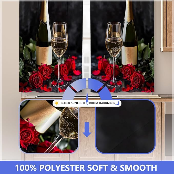 Aimego Red Rose Wine Kitchen Curtains - Image 5