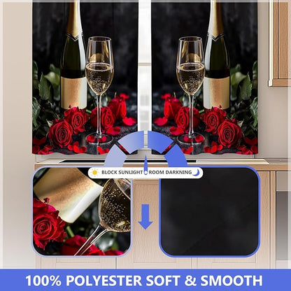 Aimego Red Rose Wine Kitchen Curtains - Image 5