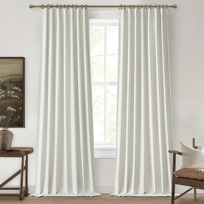 102 Inch Long Curtains, Decorative 100 Percent Rod Pocket Blackout Curtains by QJMYDECO