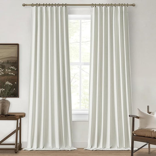 102 Inch Long Curtains, Decorative 100 Percent Rod Pocket Blackout Curtains by QJMYDECO