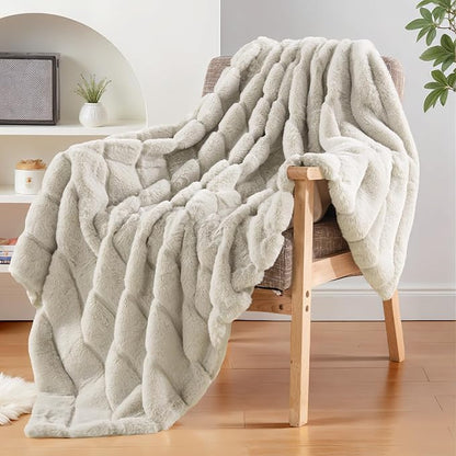 NEXHOME PRO Faux Fur Throw Blanket, Cozy Fluffy Soft Blanket or Couch Sofa Bed by NEXHOMEPRO