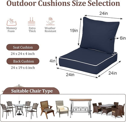 Outdoor Deep Seat Cushions for Patio Furniture Set of 2, Waterproof Outdoor - Image 2