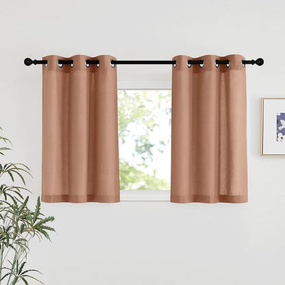 NICETOWN Terracotta Linen Kitchen Window Curtains Over Sink, Grommet Thick by NICETOWN