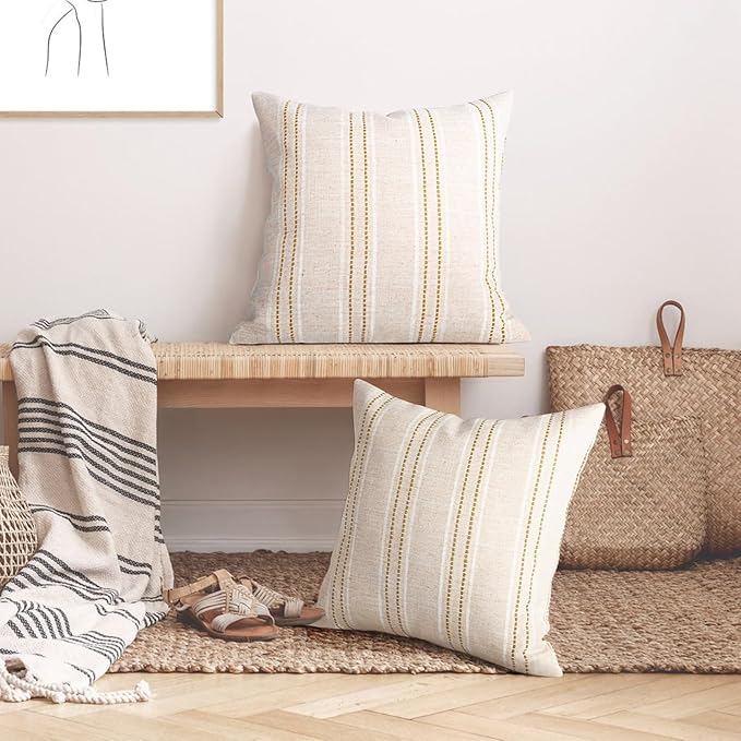 AELS 22x22 Decorative Farmhouse Linen Throw Pillow Covers, Boho Textured Pillow - Image 5