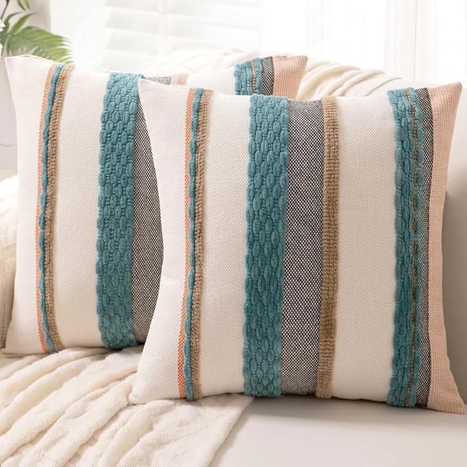 Boho Throw Pillow Covers 18x18 Set of 2 Farmhouse Decorative Cushion Case by Unknown