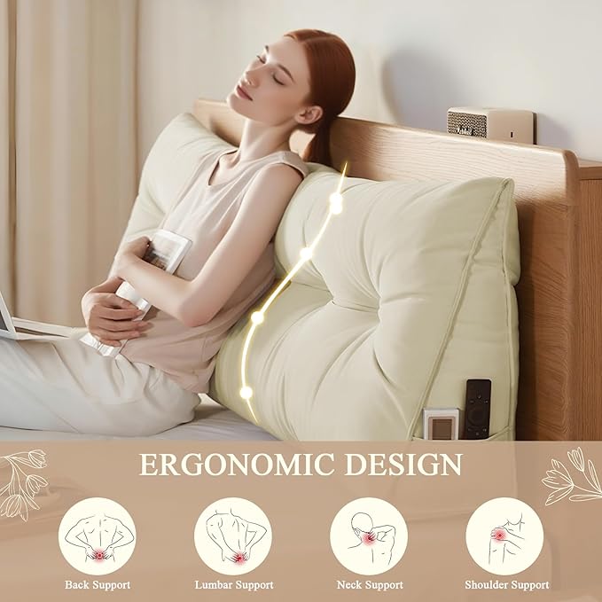 Headboard Pillow King, Large Triangular Wedge Headboard Pillow - Image 2