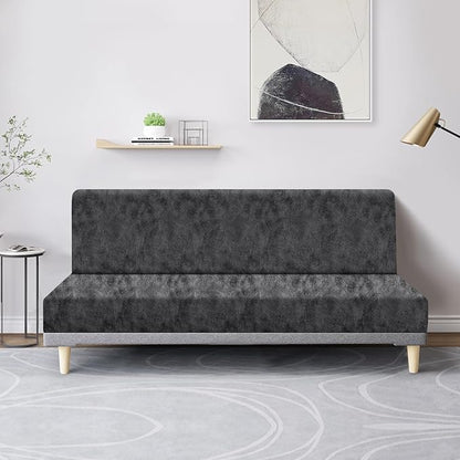 molasofa Leather Like Stretch Futon Slipcover Armless Futon Bed Sofa Cover - Image 3