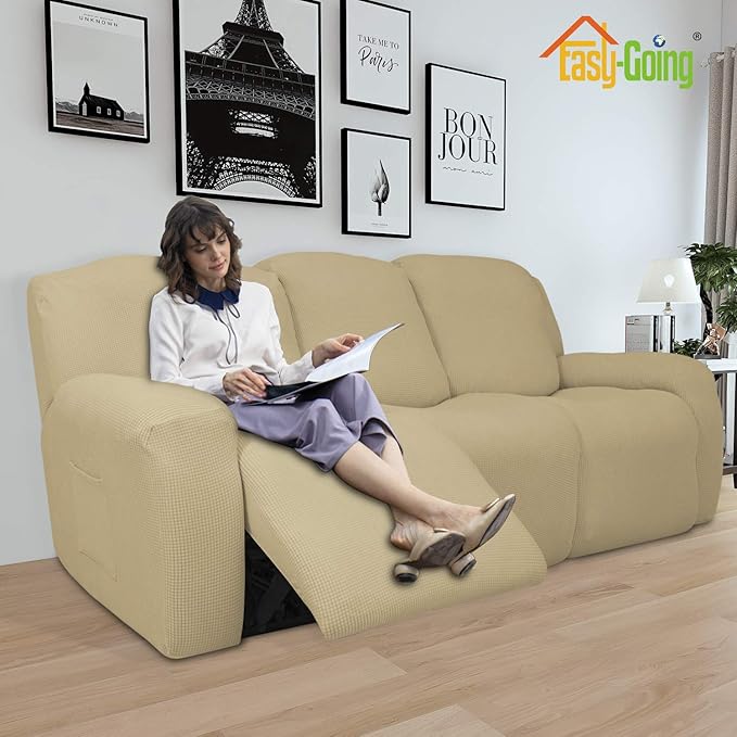 Easy-Going 8 Pieces Recliner Sofa Stretch Sofa Slipcover Sofa Cover Furniture - Image 2