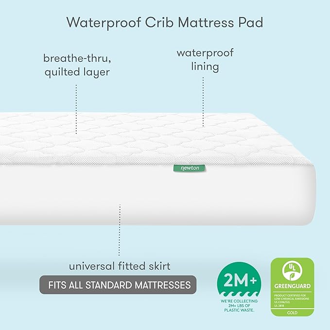 Newton Baby Waterproof Crib Mattress Pad | Ultra-Breathable Quilted Layer - Image 5