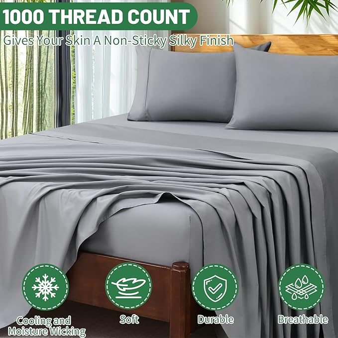 Extra Deep Pocket King Sheets 18-24 Inch 1000 Thread Count 100% Egyptian Cotton - Image 3