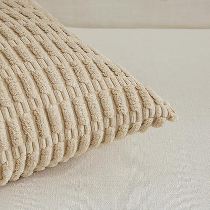 Fancy Homi 4 Packs Tan Decorative Throw Pillow Covers 24x24 Inch - Image 4
