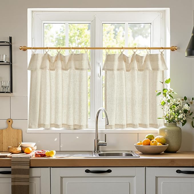 jinchan Linen Tier Curtains by JINCHAN