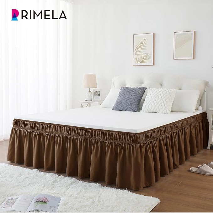 RIMELA Bed Skirt Full Size 15 Inch Drop, Elastic Bed Skirting - Image 4