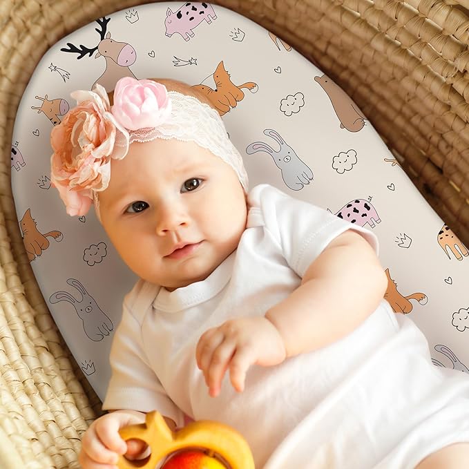 Baby Bassinet Sheets Girl Boy, Fitted Bassinet Sheet Set 3 Pack Bassinet - Image 2