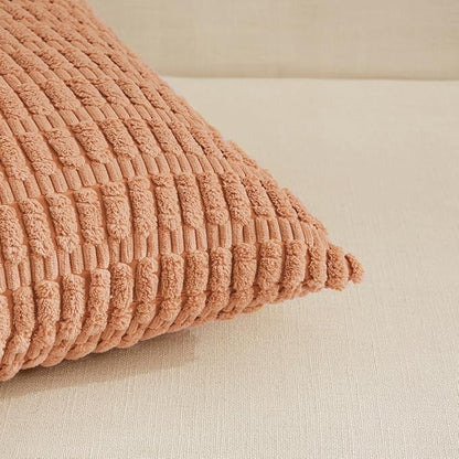 Fancy Homi 4 Packs Peach Decorative Throw Pillow Covers 16x16 Inch - Image 4