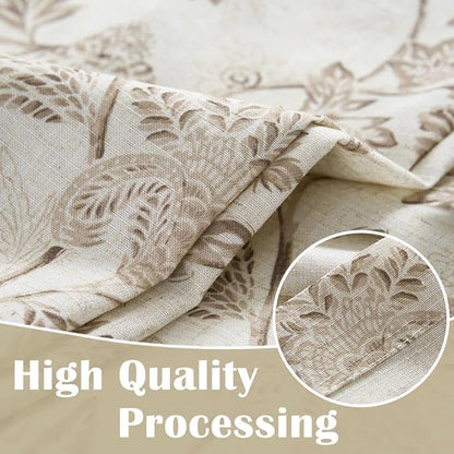 jinchan Floral Linen Tier Curtains 24 Inch Farmhouse Cafe Curtains Rod Pocket - Image 8