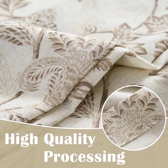 jinchan Floral Linen Tier Curtains 36 Inch Farmhouse Cafe Curtains Rod Pocket - Image 8