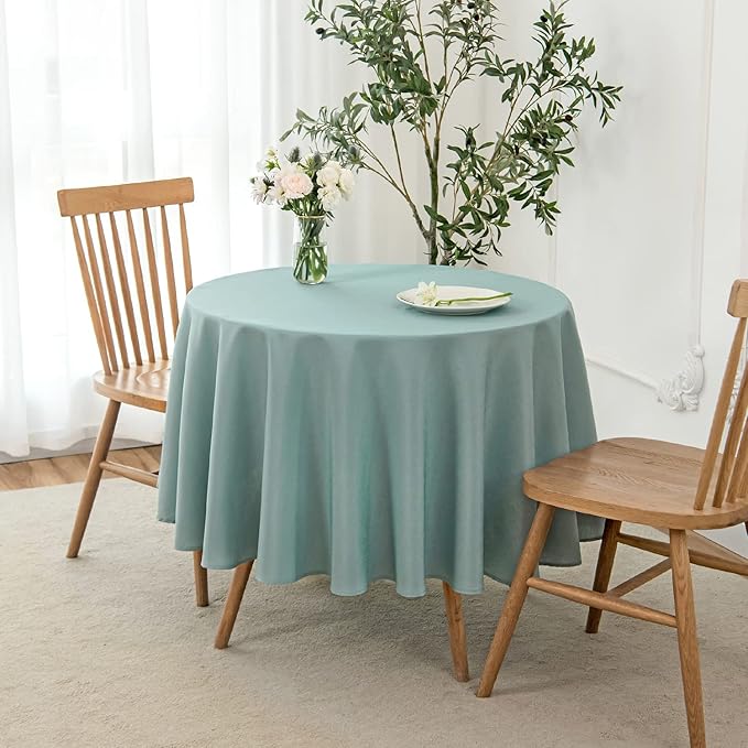 maxmill Round Linen Looking Textured Tablecloth Spill-Proof Wrinkle Free Soft - Image 2