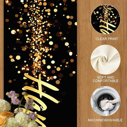 Elegant Black and Gold Happy Birthday Table Runner – 13x72 Inch Birthday Table - Image 5
