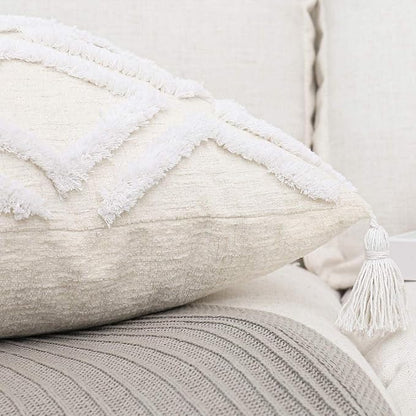 Boho White Throw Pillow Cover 20x20 Inch - Image 3