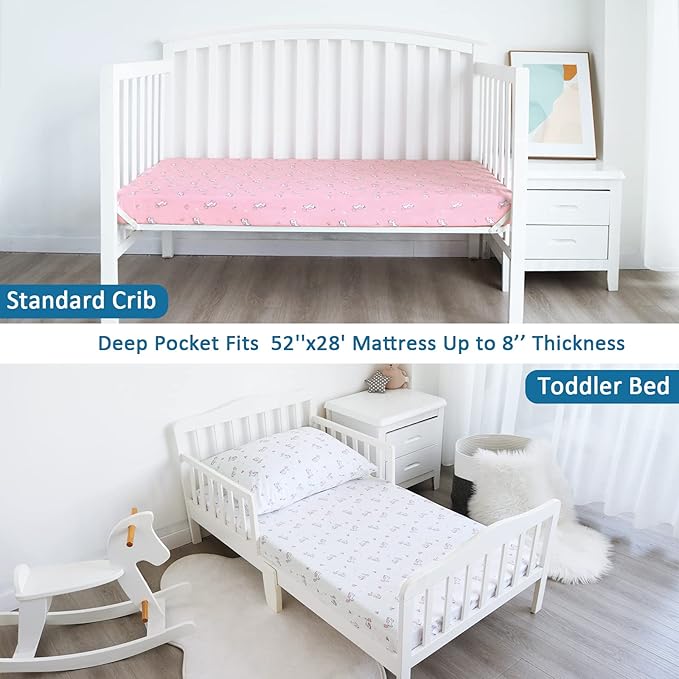 Girl Crib Sheets 4-Pack, Fitted Sheets 52'' x 28'' - Image 5