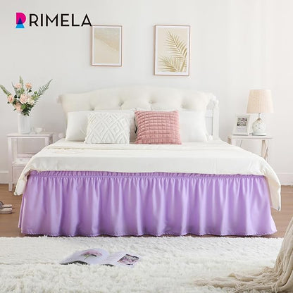 RIMELA Bed Skirting Queen Size Lilac Purple Bed Skirt 18 Inch Drop, Wrap Around - Image 6
