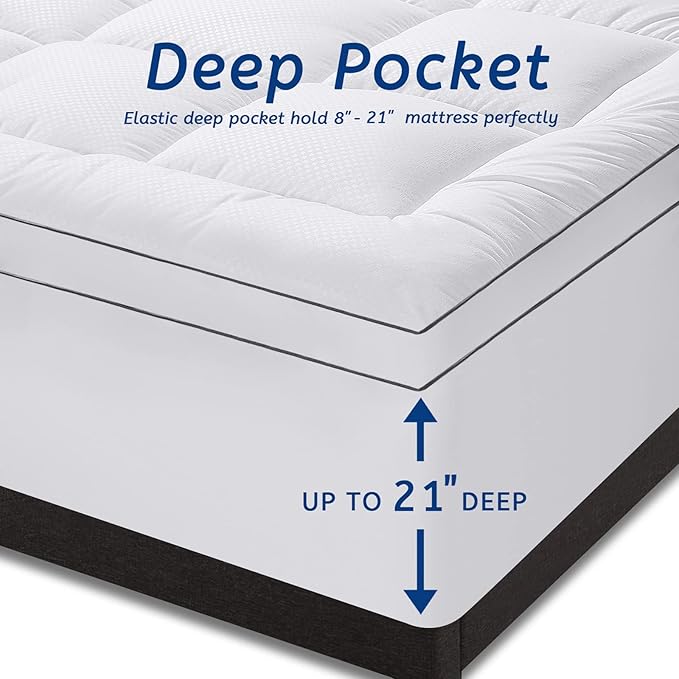 King Size Mattress Topper for Back Pain, Cooling Extra Thick Mattress Pad Cover - Image 5